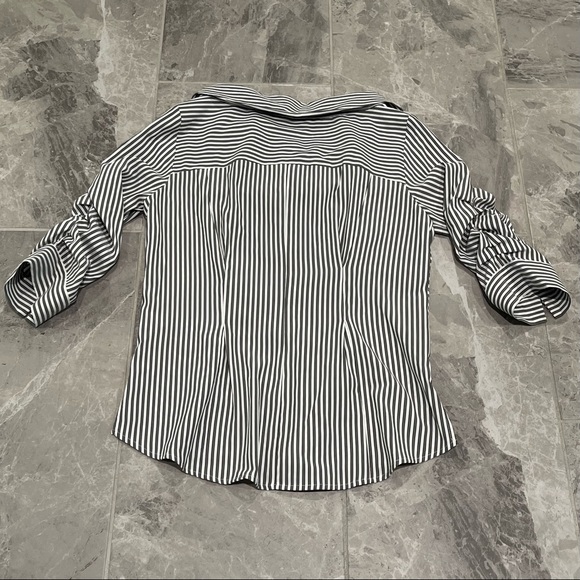 Gray and white striped button up shirt - Picture 2 of 6